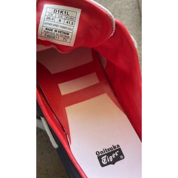 Vintage Onitsuka Tiger D1K1L Men’s shoes Sz 9 F460811 Black White Red Leather - Picture 10 of 11